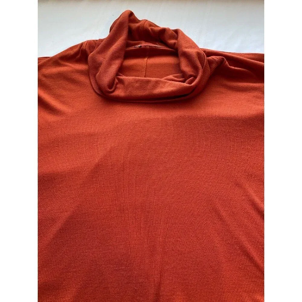 Unbranded Poncho Women’s One Size Rust Cowl Neck Ruffled Hem Hippie Bohemian